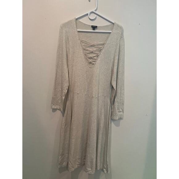 Torrid oatmeal Lattice Sweatshirt Dress - Picture 2 of 4